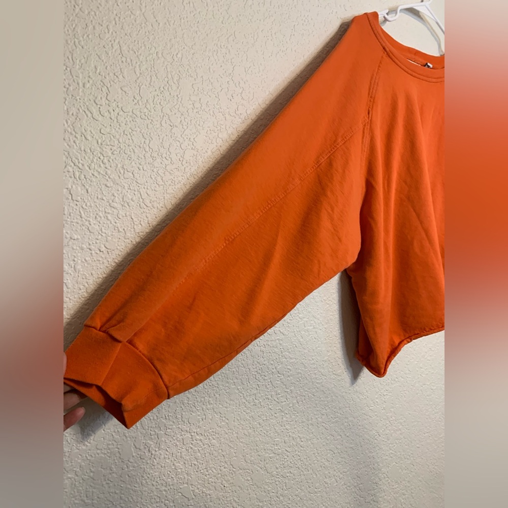 Collusion Womens Size 14 Orange Cropped Sweater Long Sleeve Crew Neck Pullover - Picture 3 of 8